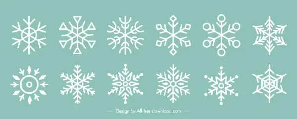 xmas decorative elements snowflakes shapes sketch flat symmetry