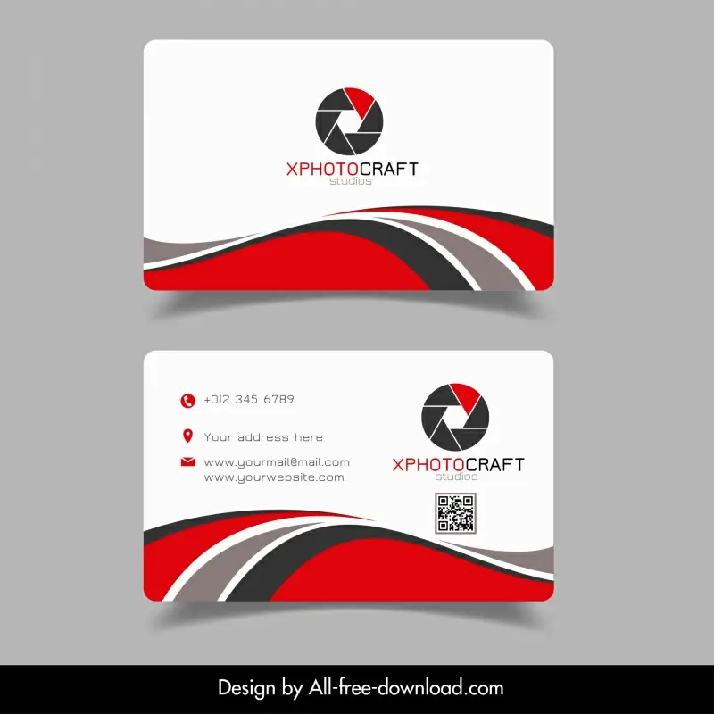 xphotocraft studios card business template modern flat curves round lens decor