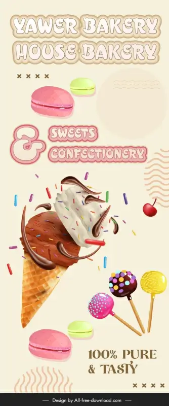 yawer bakery house bakery advertising poster modern dynamic ice cream cakes sketch