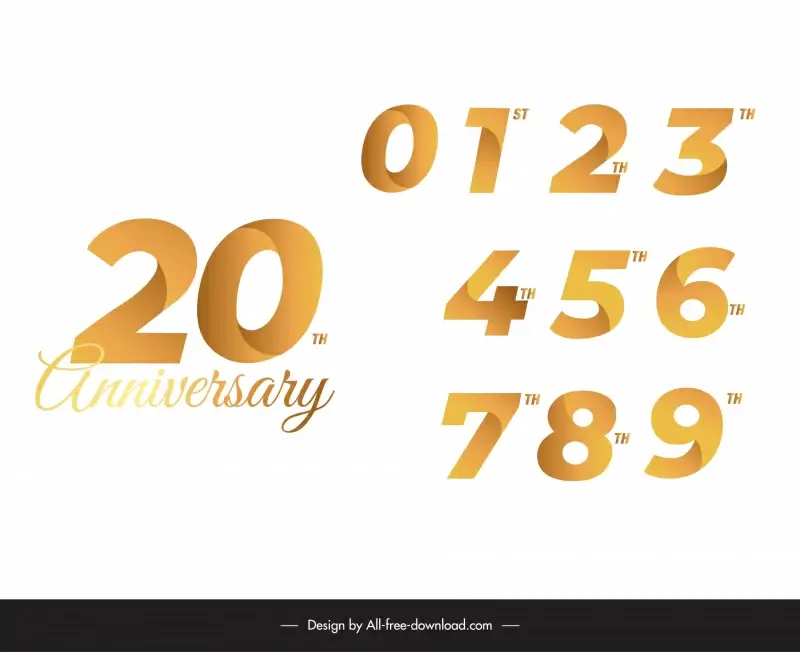 year anniversary numbers design elements collection modern shiny 