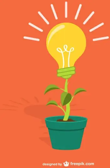 yellow bulb with plant vector