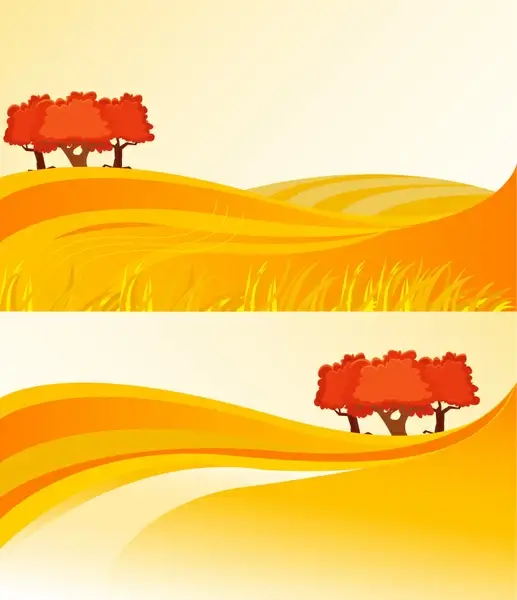 yellow field drawings vector illustration