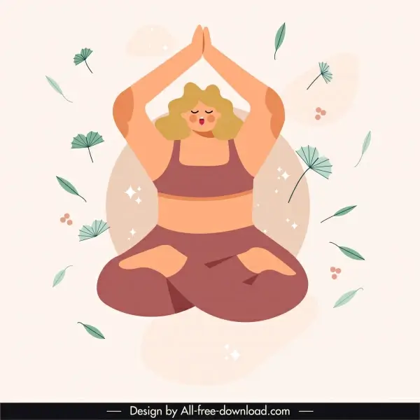 yoga background template classic flat sketch cartoon design
