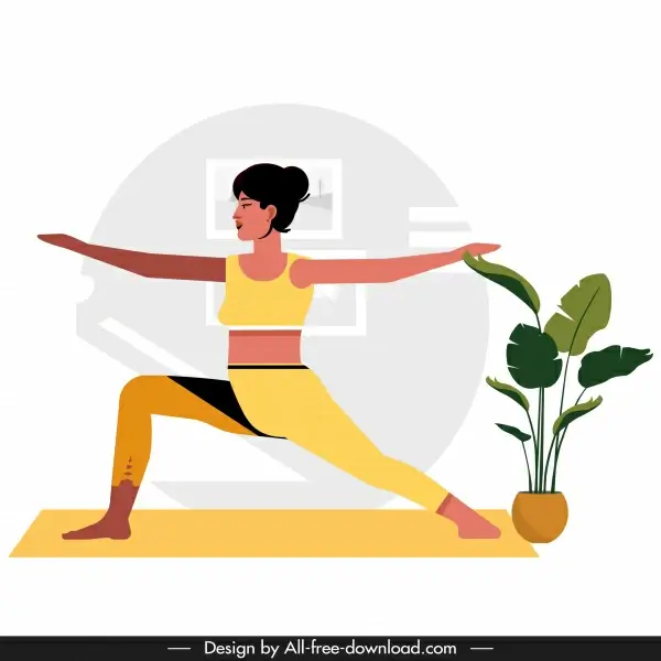 yoga background woman doing exercise sketch cartoon character