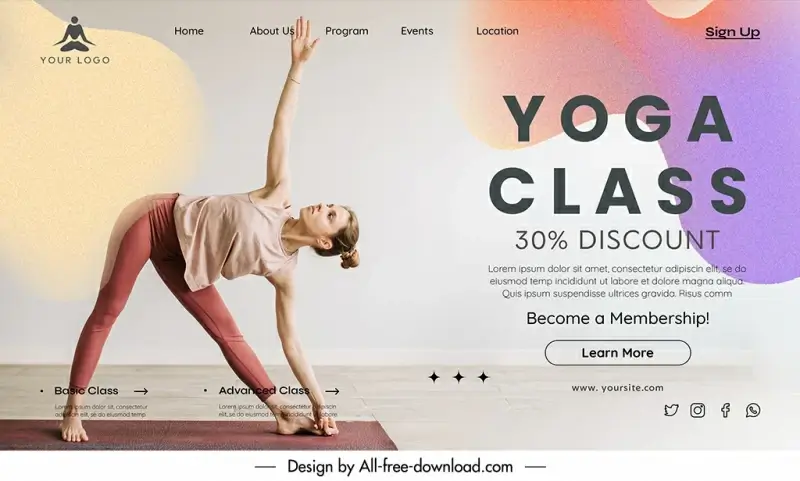yoga landing page discount template modern dynamic