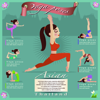 yoga poses vector design elements
