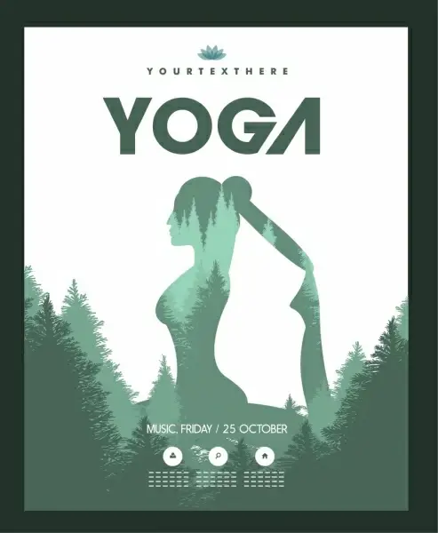 yoga poster exercising woman tree decoration silhouette style