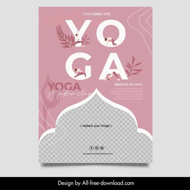 yoga retreat flyer template flat dynamic oriental elements 