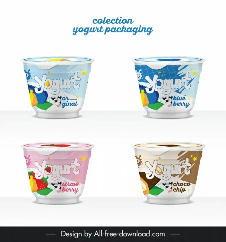  yogurt  packaging templates collection elegant modern 