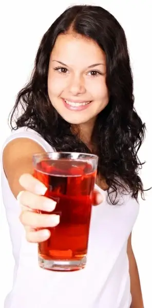 young woman with drink