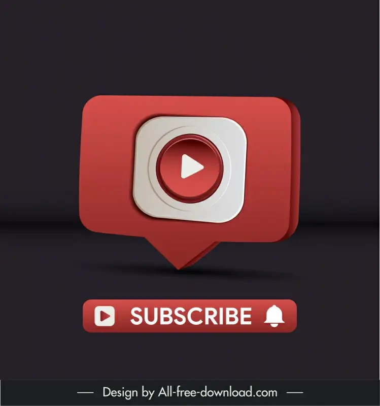 youtube logo template elegant 3d speech bubble play button sketch 