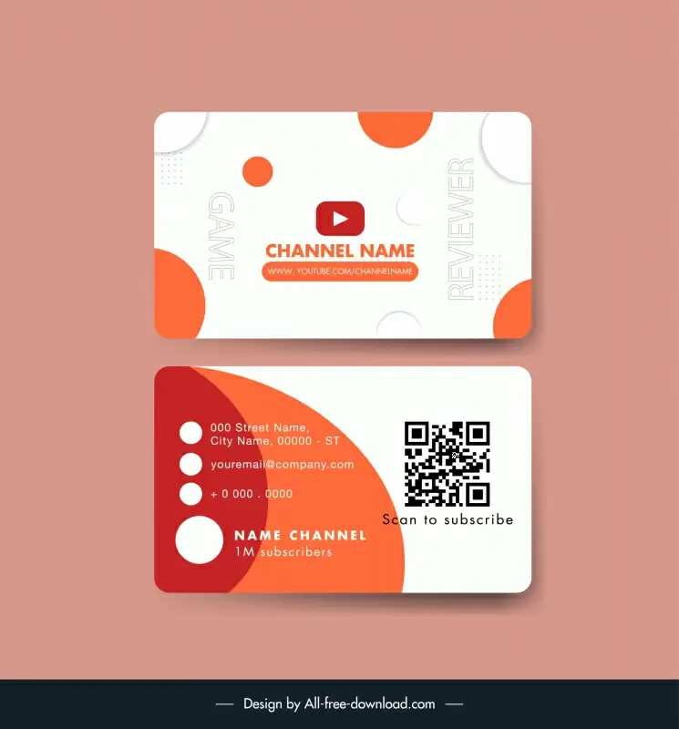youtuber business card template curves circles decor