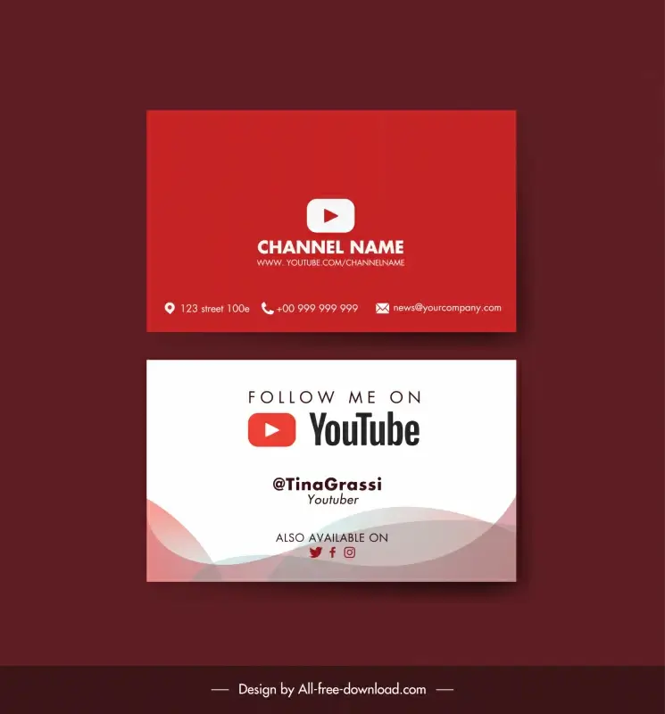 youtuber business card template plain curves decor