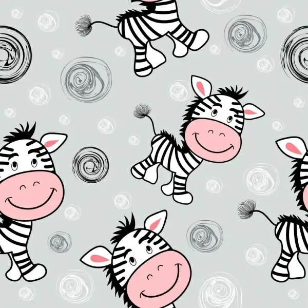 zebra background cute cartoon icons repeating design