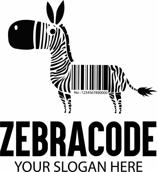 zebra code banner funny design black white flat