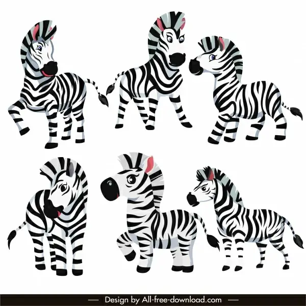 Zebra species icons cute cartoon sketch Vectors graphic art designs in  editable .ai .eps .svg .cdr format free and easy download unlimit id:6853007