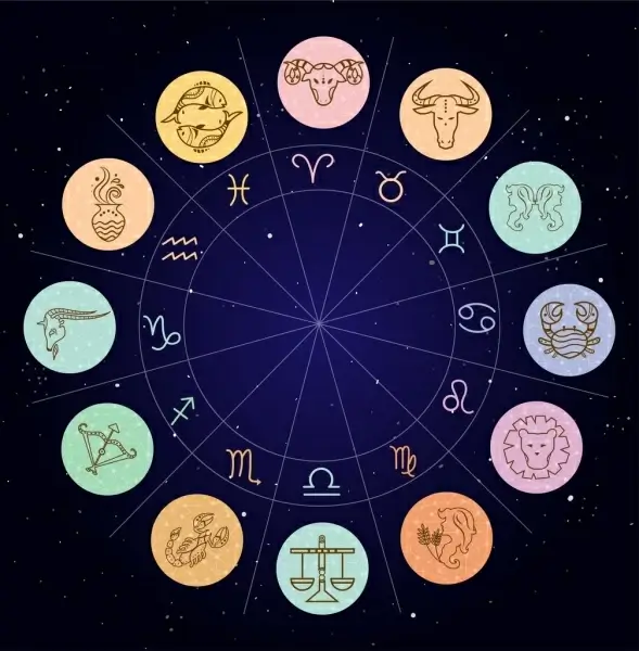 zodiac design elements colored circles isolation