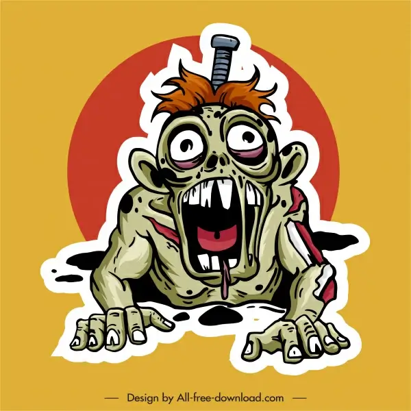 zombie icon deadly frightening man sketch