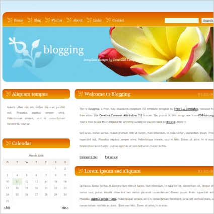 Blogging Free website templates in css html js format for free