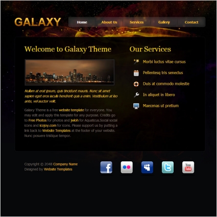 Galaxy design Free website templates in css, html, js 