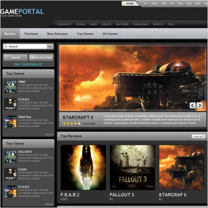 Video Game Website Template from images.all-free-download.com