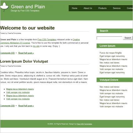 Green and plain Free website templates in css, html, js format for free ...