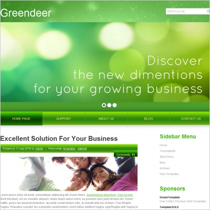 Green deer Template Free website templates in css, html 