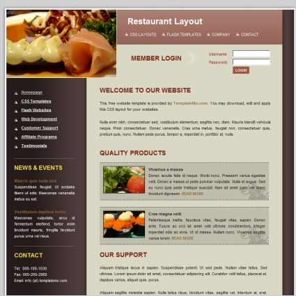 restaurant templates website css 67kb format