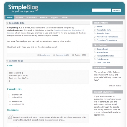 Simple Blog 1 0 Template Free Website Templates In Css Html Js Format For Free Download 16 40kb