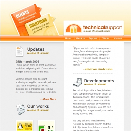 Technical support Template Free website templates in css html js