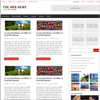 The Web News Template Free Website Templates In Css Html Js Format For Free Download 85 97kb