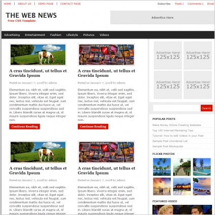 The Web News Template Free website templates in css html js format