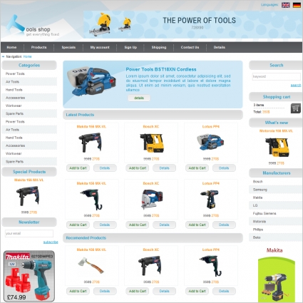 Tools Shop Template Free website templates in css html js format for