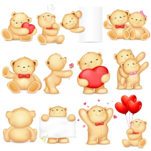 12 cute tactic bear icon vector