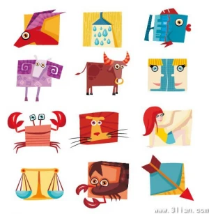 zodiac icons colorful cute shapes