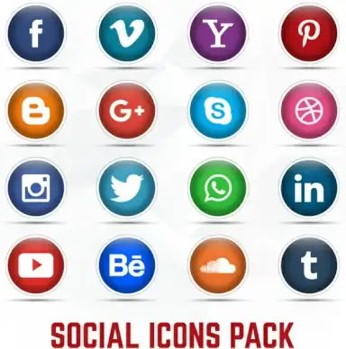 16 social icon set vector free download
