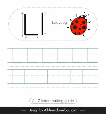 1st class writing guide worksheet template ladybug icon tracing letters l outline  
