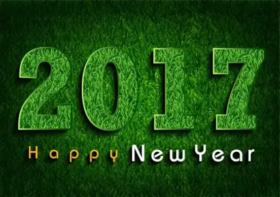 2017 green grass 3d happy new year