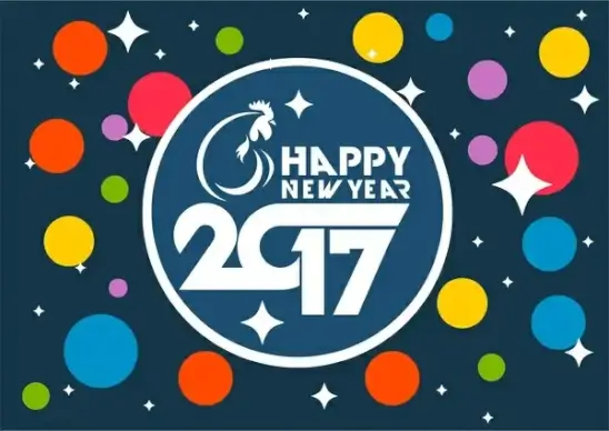 2017 new year banner colorful circles background design