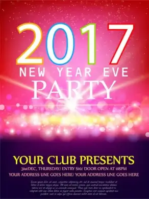 2017 new year banner design with bokeh background