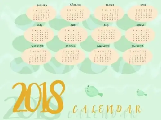 2018 calendar background marine fishes decoration