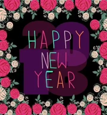 2018 new year background colorfu roses decoration
