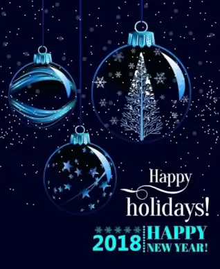 2018 new year banner transparent baubles decoration