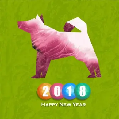 2018 new year card vector with dog illustration