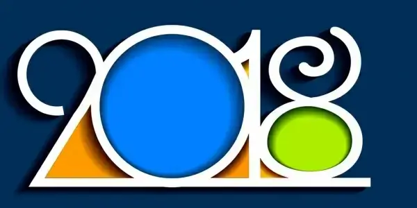 2018 new year logo flat colored numbering decoration