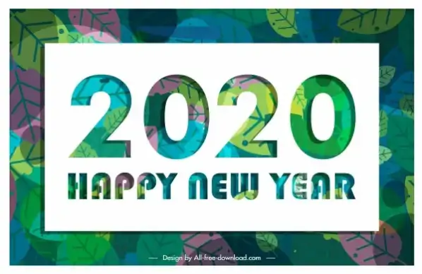 2020 new year banner classical colorful leaves decor