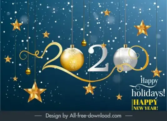 2020 new year banner elegant sparkling baubles decor