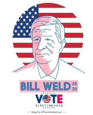 2020 usa voting poster handdrawn candidate flag sketch