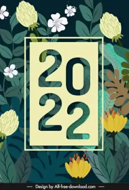 2022 calendar cover template elegant plants elements decor