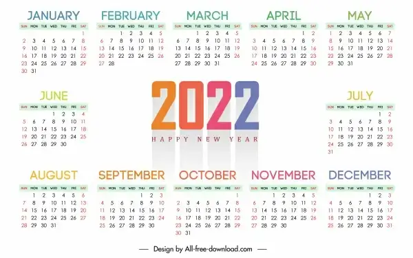 2022 calendar template elegant bright white plain decor